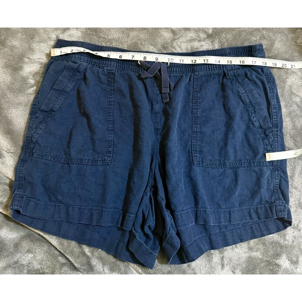 Nautica Shorts Women Size XLBlue Elastic Linen Blend Pull On Beach Summer